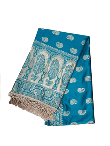 Dupion Art Silk Turquoise Zari Weaven Banarasi Dupatta DP68 - Ethnic's By Anvi Creations