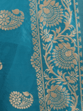 Charger l&#39;image dans la galerie, Dupion Art Silk Turquoise Zari Weaven Banarasi Dupatta DP68 - Ethnic&#39;s By Anvi Creations
