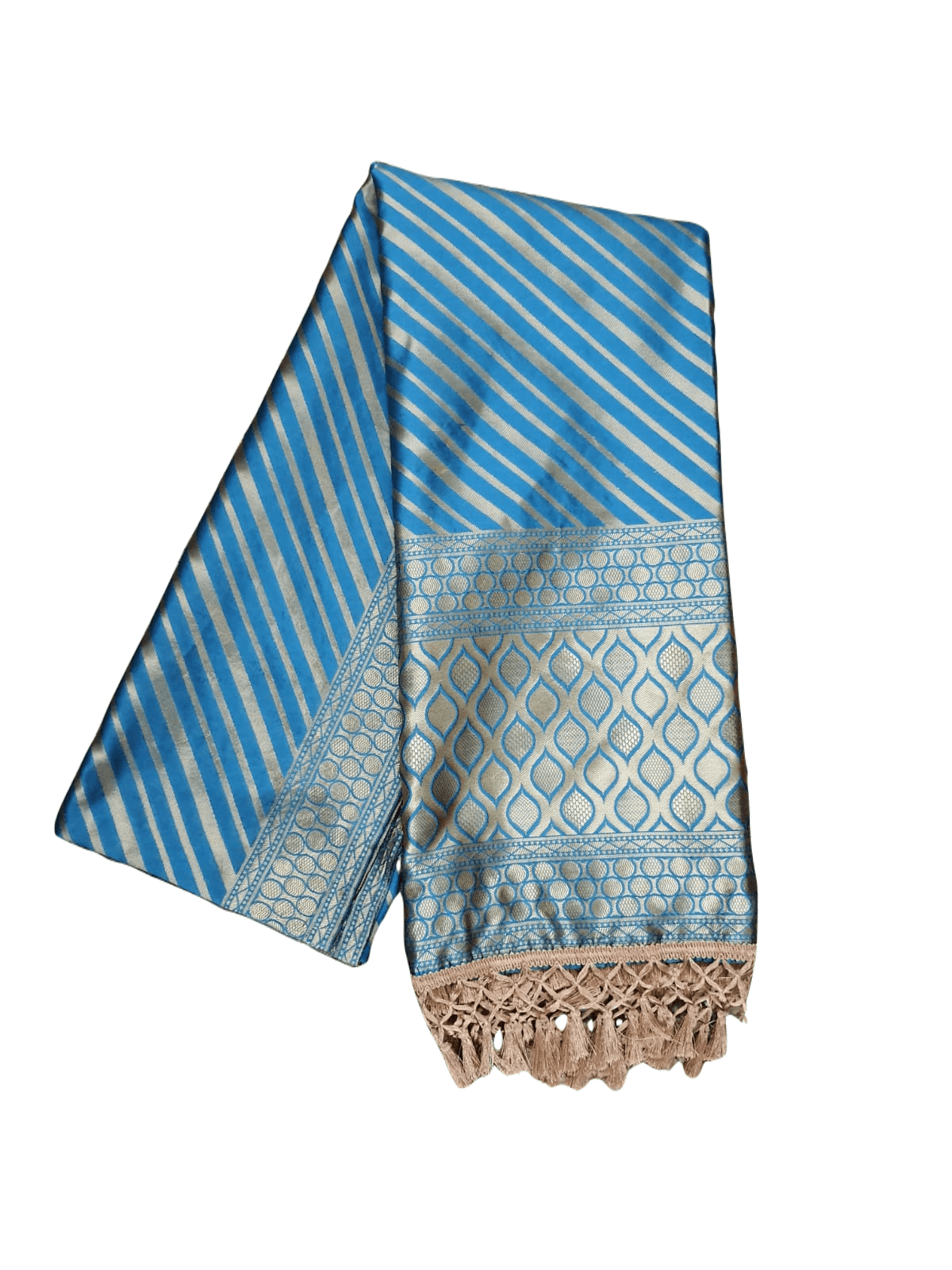 Dupion Art Silk Turquoise Zari Weaven Banarasi Dupatta DP69 - Ethnic's By Anvi Creations