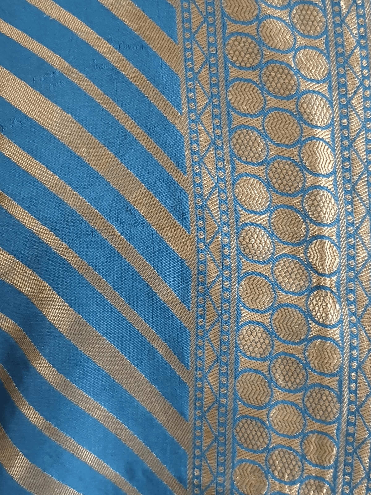 Dupion Art Silk Turquoise Zari Weaven Banarasi Dupatta DP69 - Ethnic's By Anvi Creations