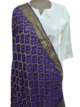 Charger l&#39;image dans la galerie, Purple Banarasi Weaven Georgette Gharchola Bandhani Dupatta DP75 - Ethnic&#39;s By Anvi Creations