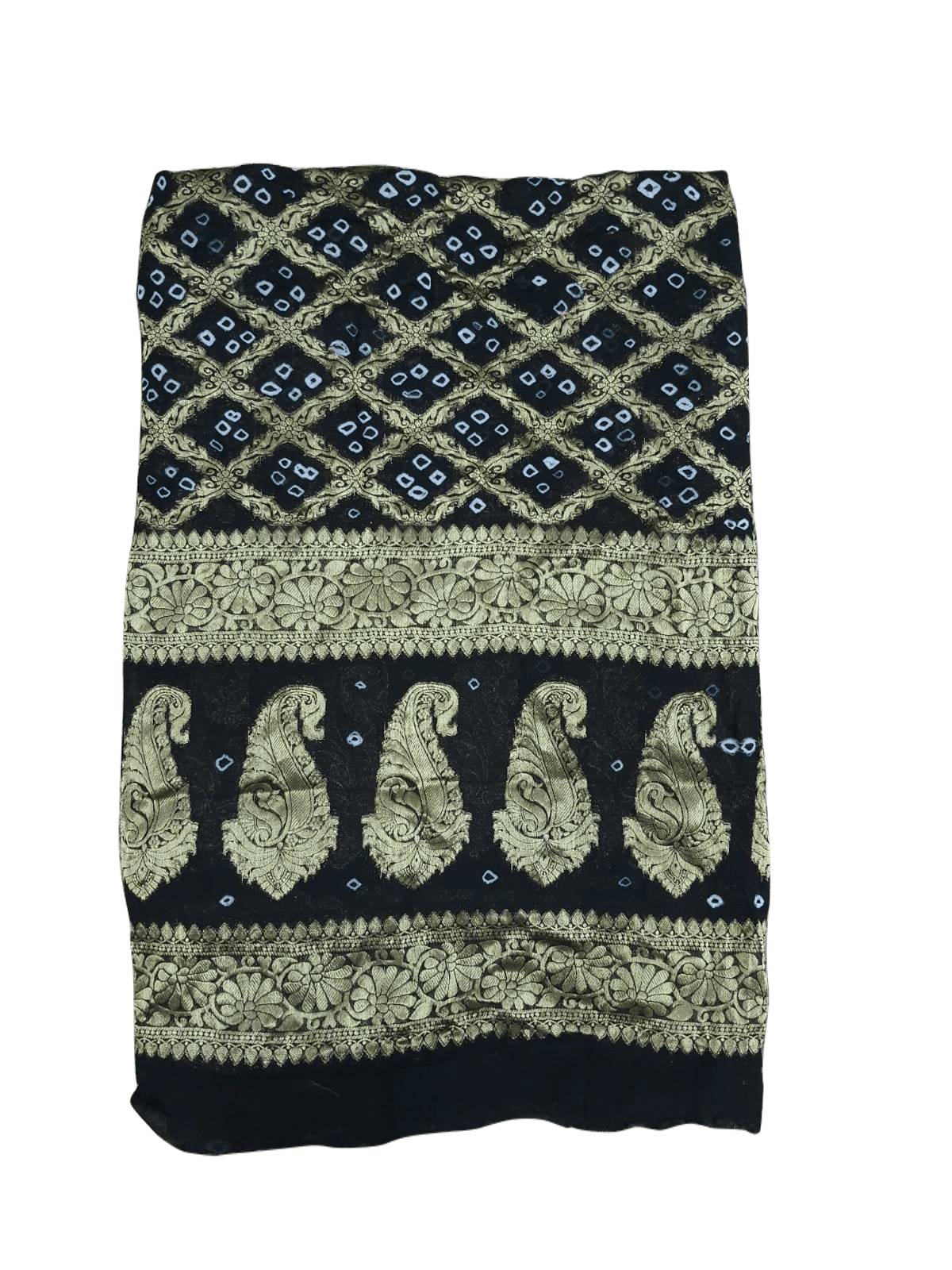 Black Banarasi Weaven Georgette Gharchola Bandhani Dupatta DP77 - Ethnic's By Anvi Creations