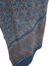 Load image into Gallery viewer, Indigo Blue Pure Ajrakh hand Block Printed Mulmul Cotton Dupatta DP79 - Ethnic&#39;s By Anvi Creations
