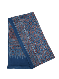 Indigo Blue Pure Ajrakh hand Block Printed Mulmul Cotton Dupatta DP80 - Ethnic's By Anvi Creations
