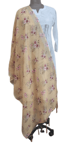 Yellow Digital Printed Linen Cotton Dupatta DP81 - Ethnic's By Anvi Creations