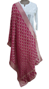Magenta Pink Georgette Zari Weave Bandhani Dupatta DP82 - Ethnic's By Anvi Creations
