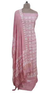 Pink Batik Cotton Silk Salwar kameez Dress material Ev01
