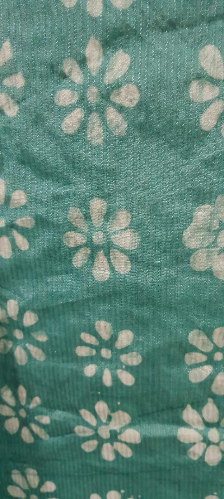 Turquoise Batik Cotton Silk Salwar kameez Dress material Ev04 - Ethnic's By Anvi Creations