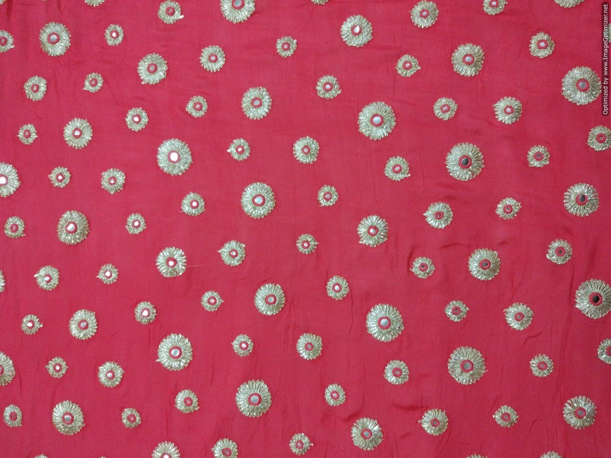 Designer Chinon Carrot Pink Embroidered Fabric Pre Cut 1.25 Meter FAB09-Anvi Creations-Fabric