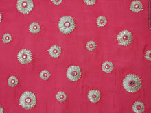 Load image into Gallery viewer, Designer Chinon Carrot Pink Embroidered Fabric Pre Cut 1.25 Meter FAB09-Anvi Creations-Fabric