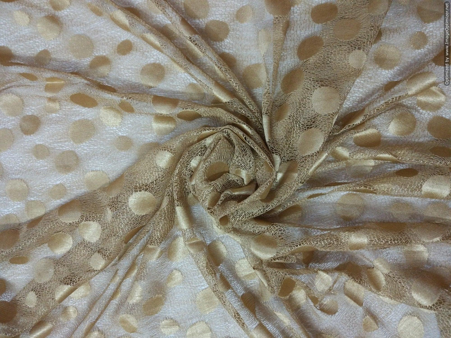 Designer Crocia Net Long Width Fabric for for Blouse Crop top , Kids Dress Pre Cut 1.0 Meter (102 Cms) FAB013-Anvi Creations-Fabric