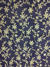 Load image into Gallery viewer, Designer Georgette Navy Blue Gotta Embroidered Fabric for Blouse Crop top Pre Cut 1.0 Meter (119 Cms) FAB018-Anvi Creations-Fabric