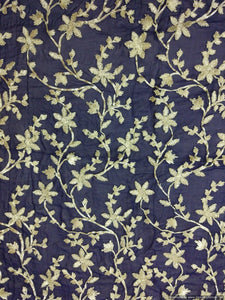 Designer Georgette Navy Blue Gotta Embroidered Fabric for Blouse Crop top Pre Cut 1.0 Meter (119 Cms) FAB018-Anvi Creations-Fabric
