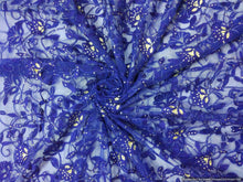 Charger l&#39;image dans la galerie, Designer Net Blue Resham Sequin Zaal work Embroidered Fabric Pre Cut 1 Meter FAB036-Anvi Creations-Fabric