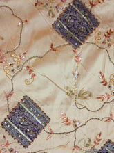 Charger l&#39;image dans la galerie, Designer Dupion Silk Beige embroidered Fabric Pre Cut 2.3 Meter ( 229 cms ) FAB040-Anvi Creations-Fabric