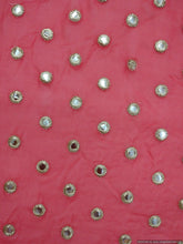 Load image into Gallery viewer, Designer Georgette Carrot Pink Mirror Embroidered Fabric FAB042-Anvi Creations-Fabric