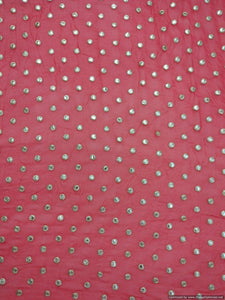 Designer Georgette Carrot Pink Mirror Embroidered Fabric FAB042-Anvi Creations-Fabric