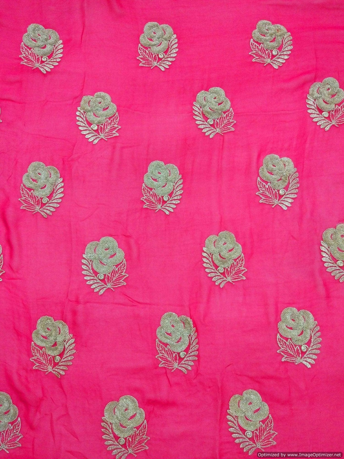 Designer Georgette Magenta Heavy sequin Resham Work Embroidered Fabric Cut 2.5 Meter ( 259 cms )FAB043-Anvi Creations-Fabric