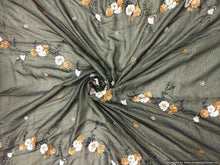 Charger l&#39;image dans la galerie, Designer Chiffon Black Silver Tissue Lined Chiffon Embroidered Fabric Pre Cut 1.8 Meter ( 185 cms )-Anvi Creations-Fabric