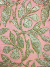Load image into Gallery viewer, Designer Georgette Peachy Orange Gotta Embroidered Fabric Pre Cut 2 Meter FAB067-Anvi Creations-Fabric