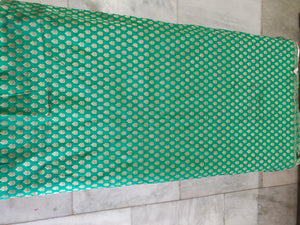 Green Semi Brocade Weaven Fabric Pre Cut 1 Meter FAB100-Anvi Creations-Fabric
