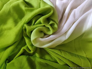 White Green Chiffon Shaded Dupatta Fabric Pre Cut 2.50 Meter FAB110 - Ethnic's By Anvi Creations
