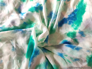 Designer Off White Satin Shibori Georgette Fabric Precut 5.5 Meter FAB112 - Ethnic's By Anvi Creations
