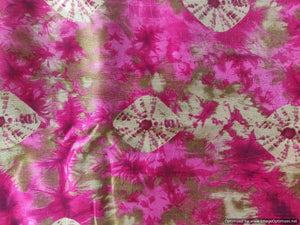 Heavy Batik Print Pink Beige Bhagalpuri Fabric Precut 6 Meter FAB117 - Ethnic's By Anvi Creations