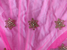 Load image into Gallery viewer, Designer Pink Net Embroidered Pre Cut 2.5 Meters FAB120 - Ethnic&#39;s By Anvi Creations