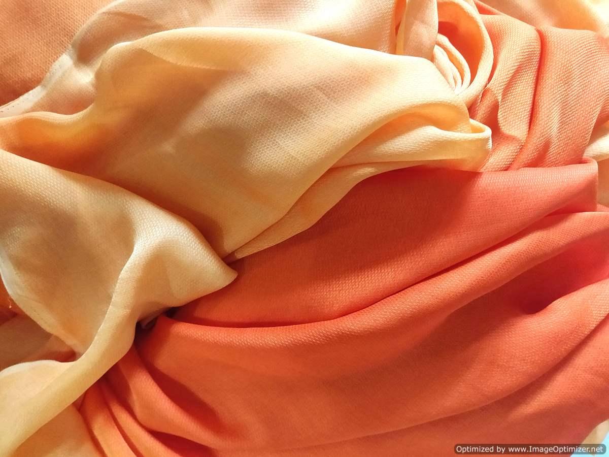 Designer Shaded Orange Marble Chiffon Fabric Pre Cut 6 Meters FAB123 - Ethnic's By Anvi Creations