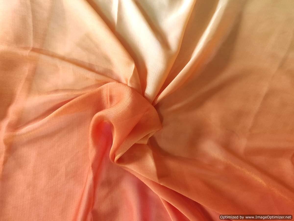 Designer Shaded Orange Marble Chiffon Fabric Pre Cut 6 Meters FAB123 - Ethnic's By Anvi Creations