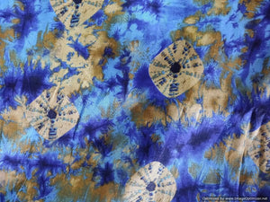 Heavy Batik Print Blue Beige Bhagalpuri Fabric Precut 6 Meter FAB135 - Ethnic's By Anvi Creations
