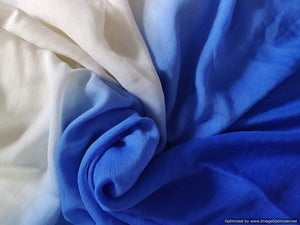 White Blue Chiffon Shaded Dupatta Fabric Pre Cut 2.50 Meter FAB140 - Ethnic's By Anvi Creations
