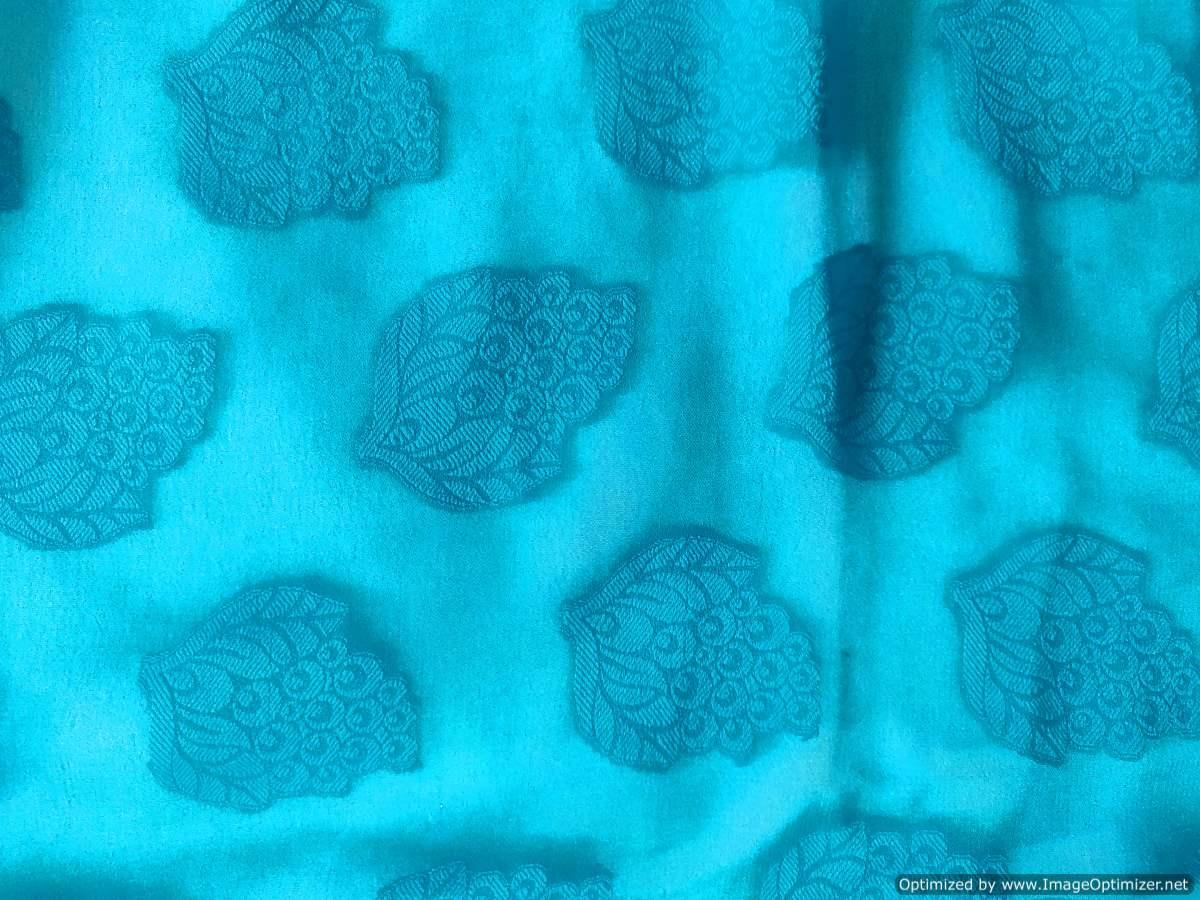 Designer Turquoise Blue Georgette Jequard Fabric Pre Cut 6 Meters FAB142 - Ethnic's By Anvi Creations