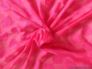 Designer Pink Georgette Jequard Fabric Pre Cut 6 Meters FAB144 - Ethnic's By Anvi Creations