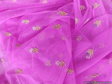 Charger l&#39;image dans la galerie, Purplish Pink Net Light Embroidered Fabric FAB146 - Ethnic&#39;s By Anvi Creations