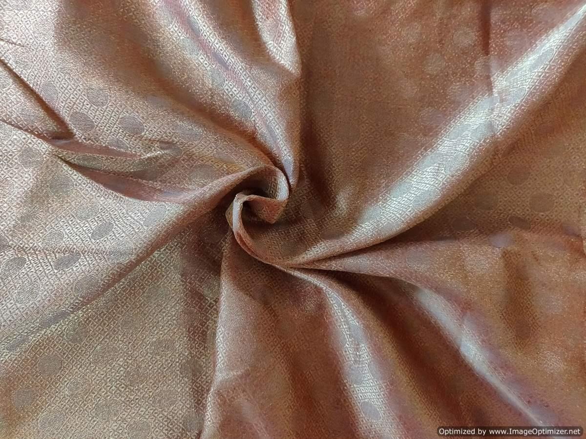 Copper Polka Weaven Brocade Fabric FAB148 - Ethnic's By Anvi Creations