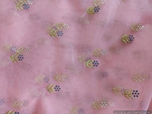 Load image into Gallery viewer, Peach Net Light Embroidered Fabric FAB160 - Ethnic&#39;s By Anvi Creations