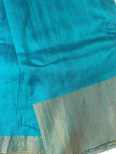 Load image into Gallery viewer, Turquoise Green Raw Silk Fabric Pre Cut 5.5 Meters FAB212 - Ethnic&#39;s By Anvi Creations