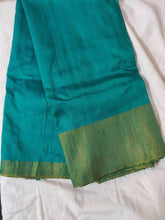 Load image into Gallery viewer, Turquoise Green Raw Silk Fabric Pre Cut 5.5 Meters FAB212 - Ethnic&#39;s By Anvi Creations