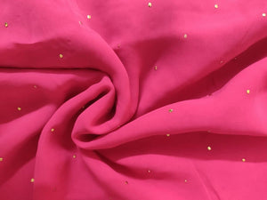 Magenta Pink Pasted Moykesh Work Georgette Fabric Pre Cut 6 Meters FAB240 - Ethnic's By Anvi Creations