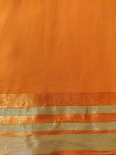 Load image into Gallery viewer, Orange Zari Border Georgette Fabric Pre Cut 5 Meters FAB245 - Ethnic&#39;s By Anvi Creations