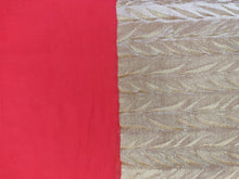 Charger l&#39;image dans la galerie, Georgette Gold Border Red Fabric Pre Cut 1.25 Meter FAB80-Anvi Creations-Fabric