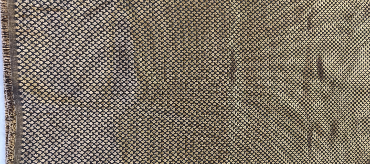 Black Pure Weave Brocade Fabric Pre Cut 1 Meter  FAB87-Anvi Creations-Fabric