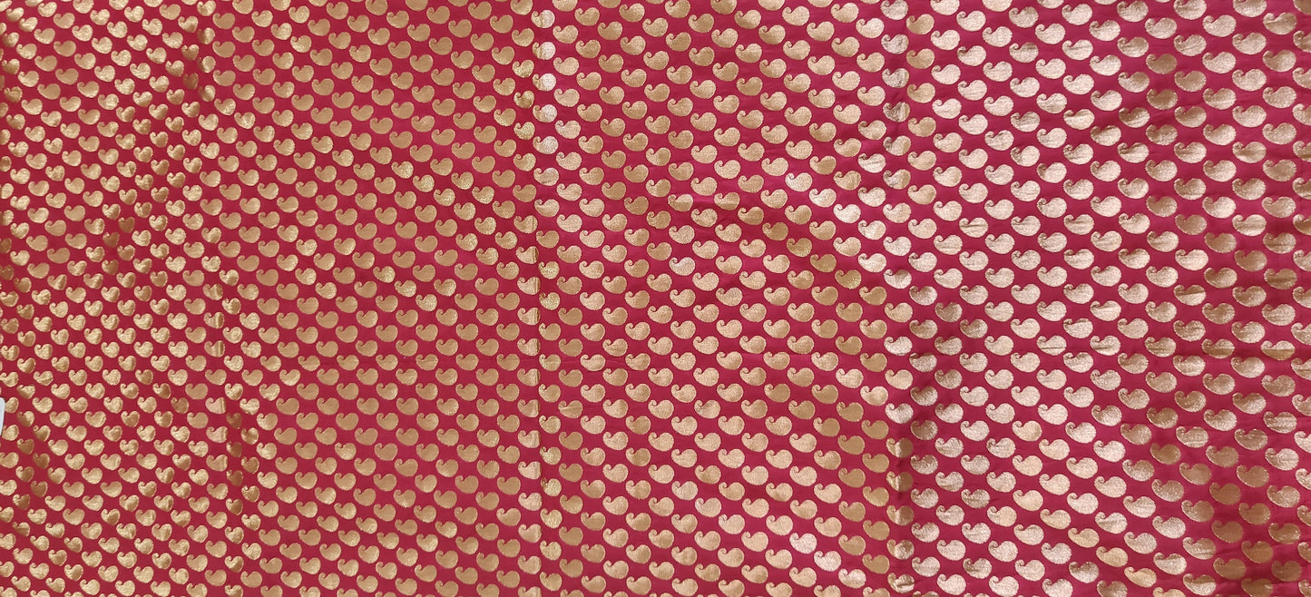 Maroon Semi Brocade Weaven Fabric Pre Cut 1 Meter FAB99-Anvi Creations-Fabric