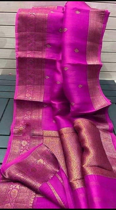Purplish Pink Weaven Kora Banarasi Saree FAKB02 - Ethnic's By Anvi Creations