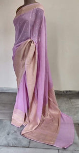Light Pink Pure Khaddi Georgette Banarasi Saree FAPS01 - Ethnic's By Anvi Creations