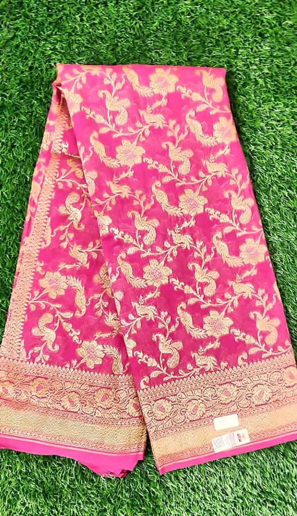 Magenta Pink Pure Khaddi Georgette Banarasi Saree FAPS03 - Ethnic's By Anvi Creations