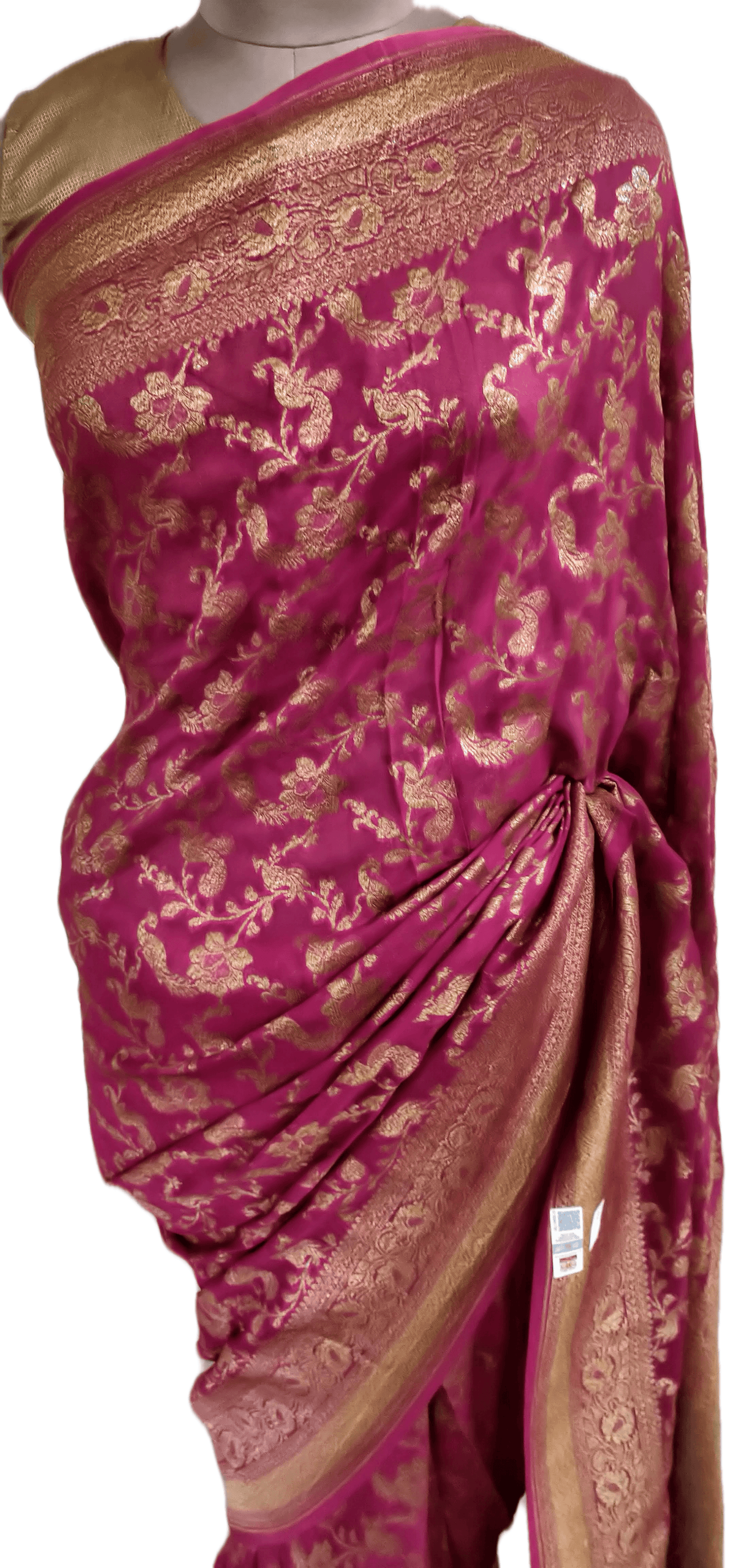 Magenta Pink Pure Khaddi Georgette Banarasi Saree FAPS03 - Ethnic's By Anvi Creations