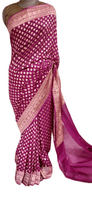 Charger l&#39;image dans la galerie, Magenta Pink Pure Khaddi Georgette Banarasi Saree FAPS05 - Ethnic&#39;s By Anvi Creations
